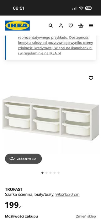 TROFAST Szafka ścienna, biały/biały, 99x21x30 cm