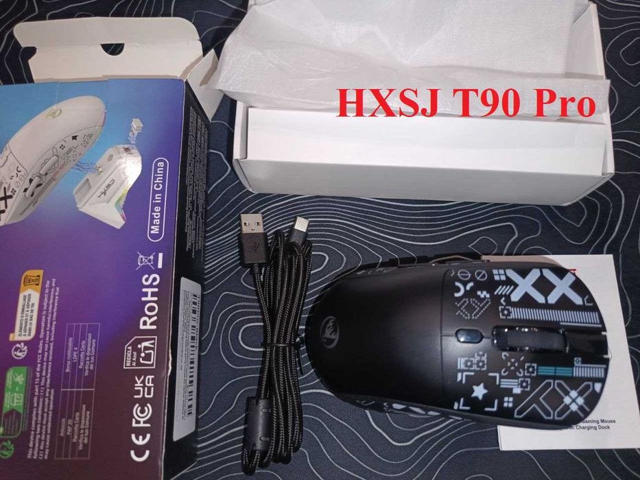 АКЦІЯ! СУПЕР ЦІНА! Бездротова Акумуляторна Ігрова мишка HXSJ T90, T90 Pro (з док станцією) RGB Игровая мышка , мышь Блютуз Bluetooth