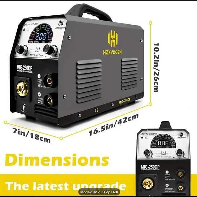 F900 Máquina soldar 5 in 1 MIG-250A LCD MIG MMA Lift TIG Gás Misto MIG