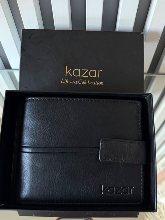 Nowy czarny skórzany męski portfel Kazar