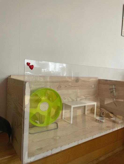 Ręcznie wykonane drewniane terrarium / klatka 98x40x40 dla gryzoni