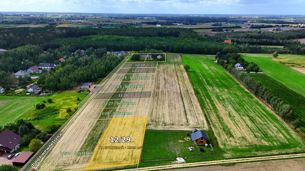 Działka budowlana 1349 m² z MPZP, przy lesie, S7 – Załuski