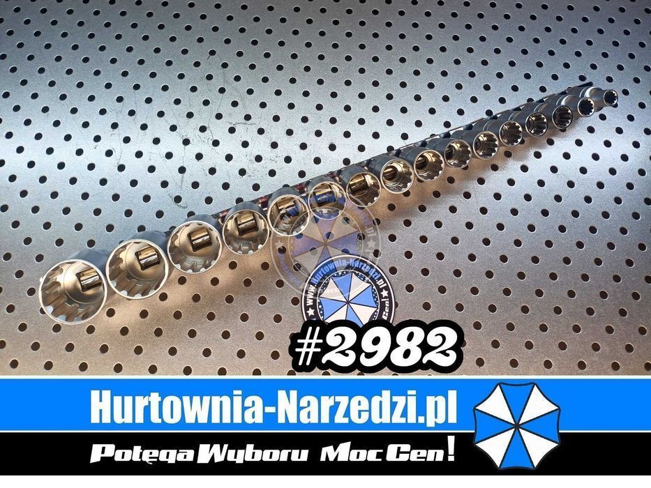 Zestaw nasadek 12-kątnych 1/2" 8 - 32 mm 16-el. Cr-V klucze nasadowe