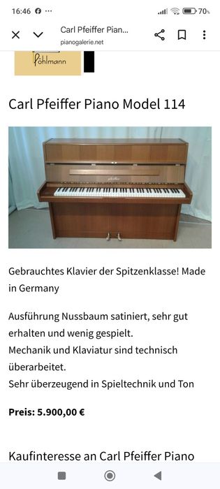 Pianino pfeiffer 114 renner niemiecki steinway okazja