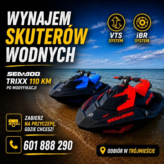 Skutery wodne Gdańsk | Wynajem skuter wodny Sea-Doo Spark Trixx 2UP IBR, VTS Trójmiasto