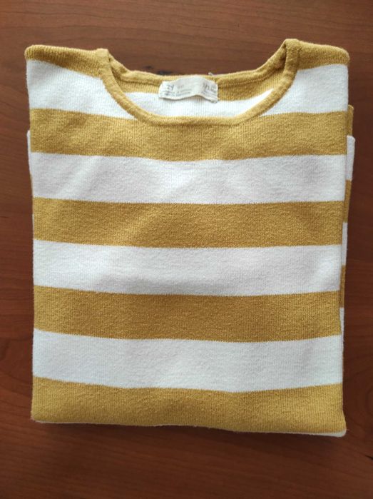 Camisola em malha riscas cor mostarda/ branca menina 9/10 anos  Zippy