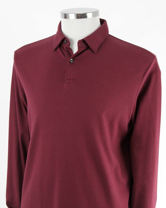 CHARLES TYRWHITT чоловіче поло бургунді з довгим рукавом. Оригінал. М