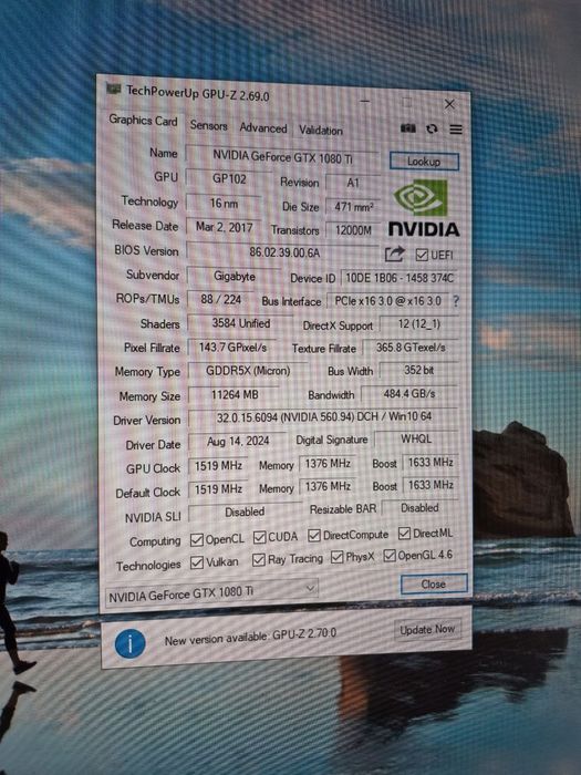 Відеокарта Gigabyte gtx 1080ti 11gb(під відновлення)