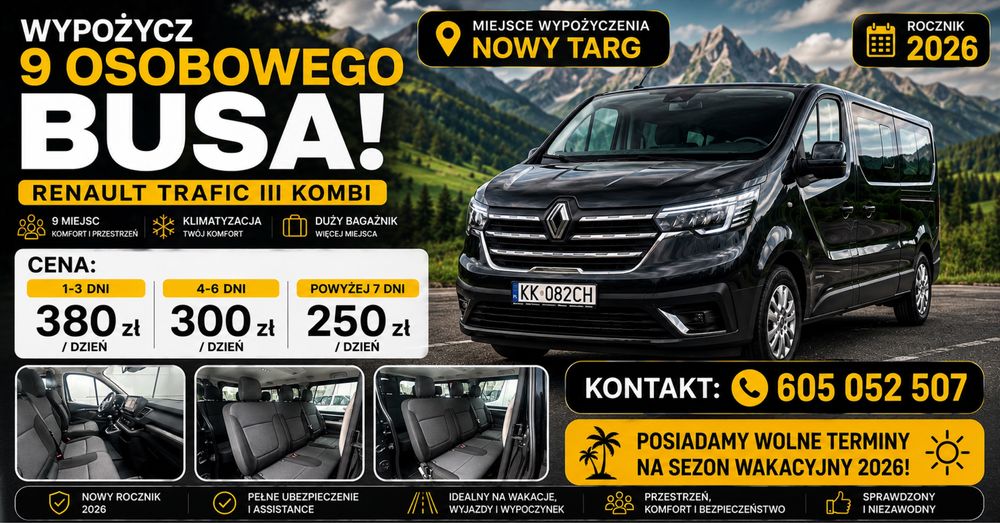Wynajem busa Nowy Targ, Zakopane