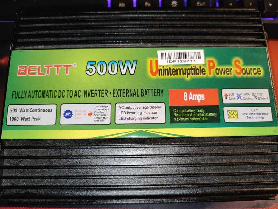 Инвертор. Інвертор 1000 Вт із зарядкою акумулятор 8а