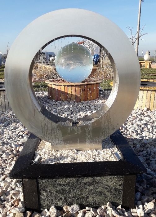 FONTANNA OGRODOWA ze stali nierdzewnej, PIERŚCIEŃ 120 cm. Fontanny