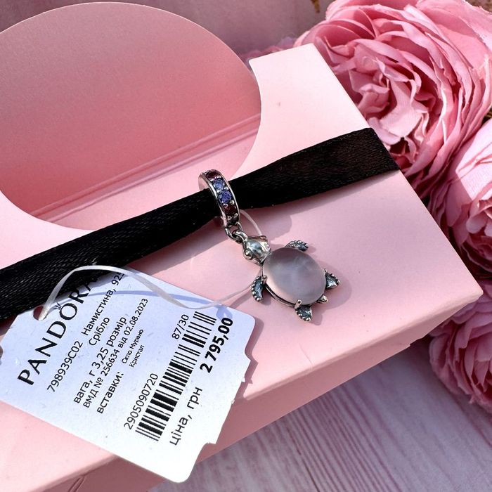 Шарм Pandora Рожева черепаха Намистина нова оригінал Підвіска срібло