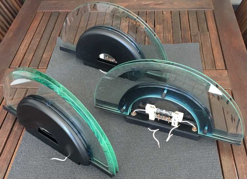 Apliques de parede em metal e vidro - 3 unidades