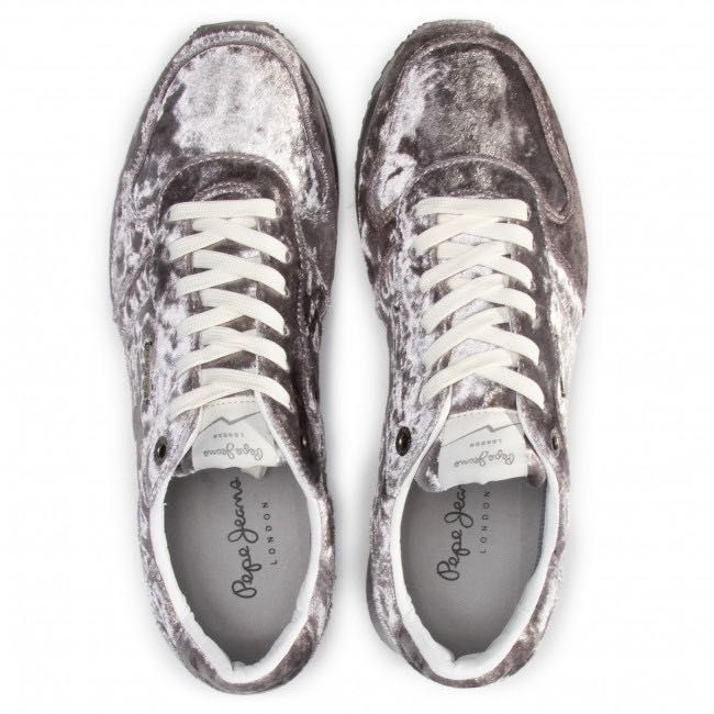 Pepe Jeans adidasy welur srebrne brokat piękne nowe design 37