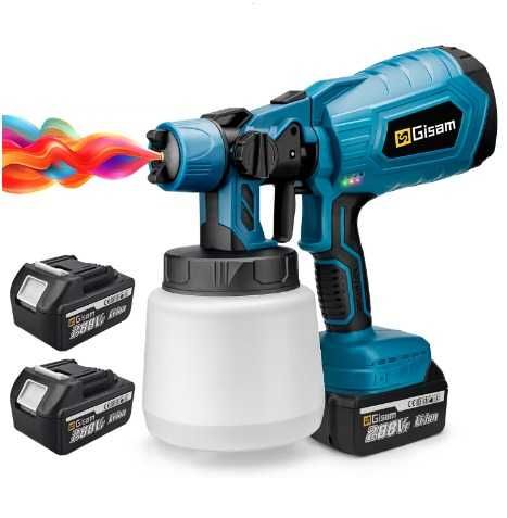 Pistola de pulverização elétrica sem fio com 2 baterias e carregador