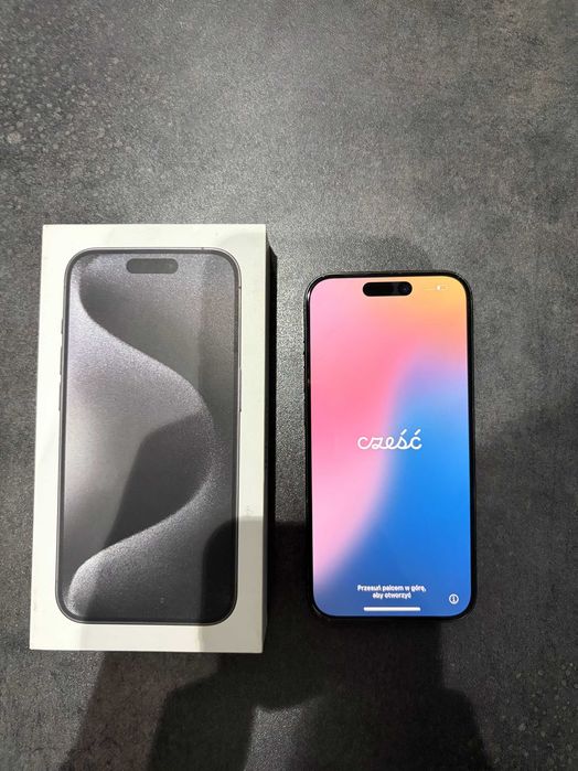 iPhone 15 Pro 128GB Tytan | Sprawny, pęknięte plecki | Pudełko
