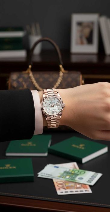 Zegarek Rolex Day Date 36 z diamentami Masa perłowa