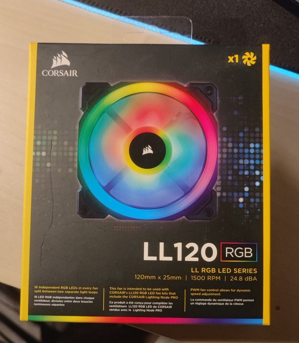 Wentylator do komputera Corsiar PWM LL120 RGB 120mm RGB LED z dwoma pę