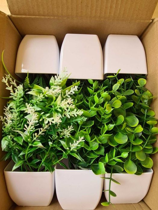 Sztuczne kwiaty z doniczkami 6 szt. zestaw roślin sztucznych