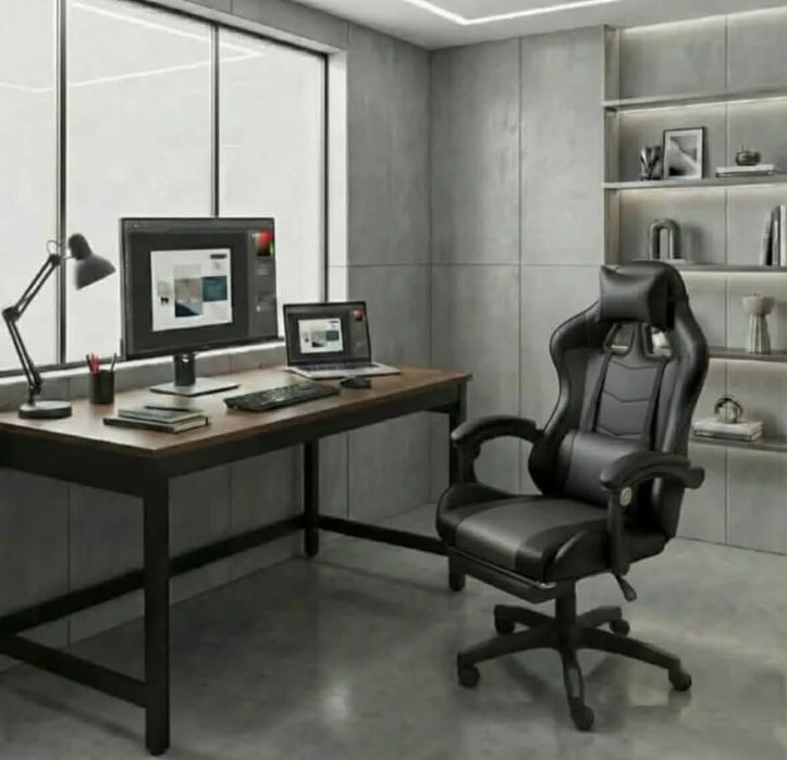 Fotel Gamingowy z Podnóżkiem Ergonomiczny Obrotowy do Biurka Nowy