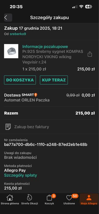 Srebrny sygnet kompas nordycki r.24