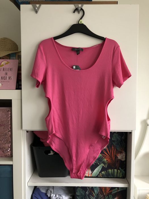 Body primark prazkowane L XL 16 14 rozowe krotki rekaw