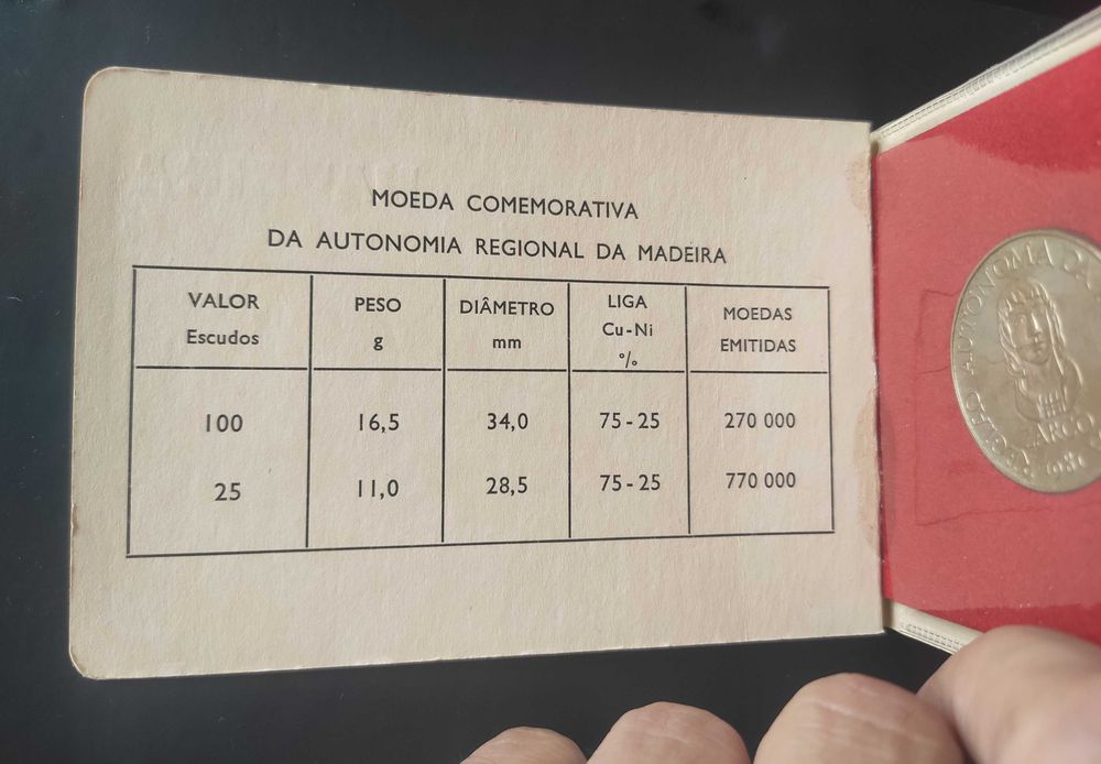 Carteira Moedas 25$ + 100$ Madeira Zarco