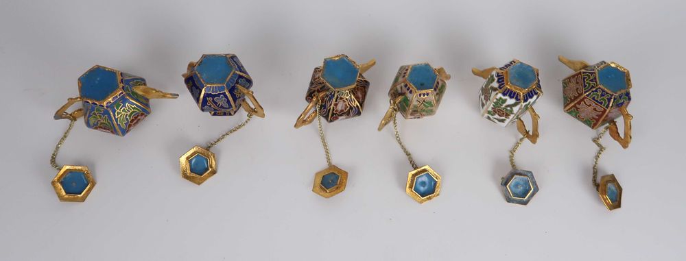 Lote de 6 bules miniatura Cloisonné