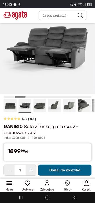 Kanapa z funkcją relaks