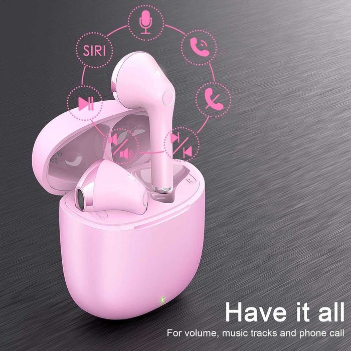 Yobola T9 bezprzewodowe Słuchawki Bluetooth 5.1 różowe IPX5 dotykowe