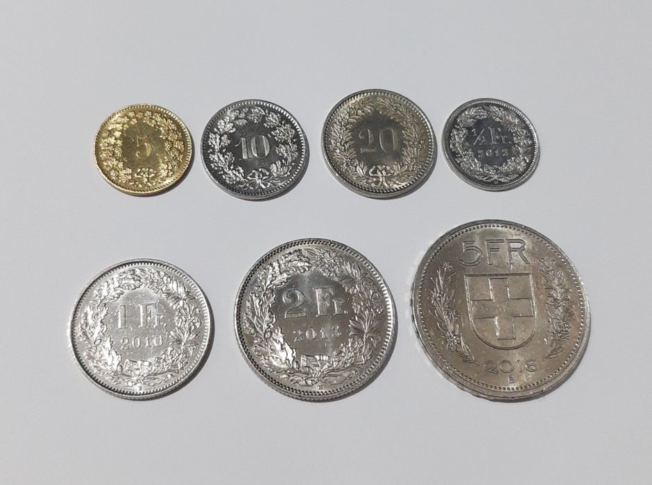 Монета Швейцарский франк 5,10,20,1/2,1,2,5