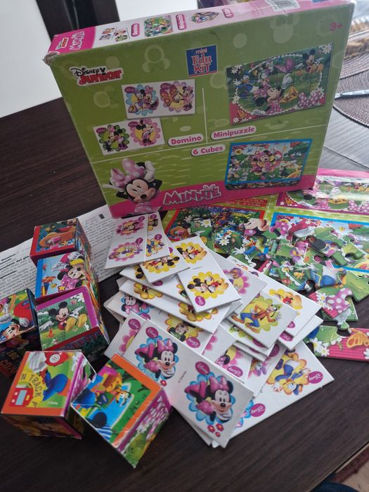 Minnie Puzzle Domino Klocki Obrazkowe 3w1