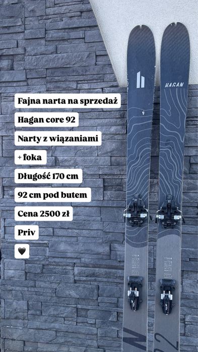 Narty skiturowe skitouring hagan core 170 czarne foki