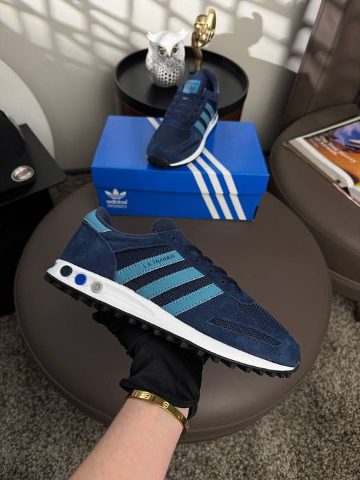 Кросівки Кроссовки Adidas LA Trainer Dark Navy Sky White Синий Синій Кросовки демісезон