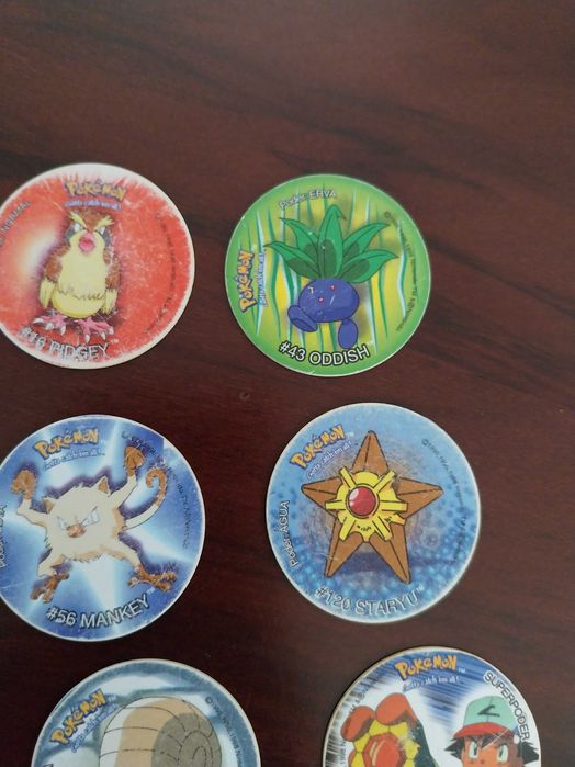 Lote 8 tazos Pokémon, raros e colecionáveis