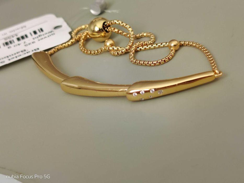 Серебряный браслет с позолотой р. 16-18