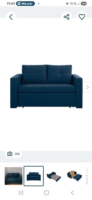 Sofa dwuosobowa turkusowa