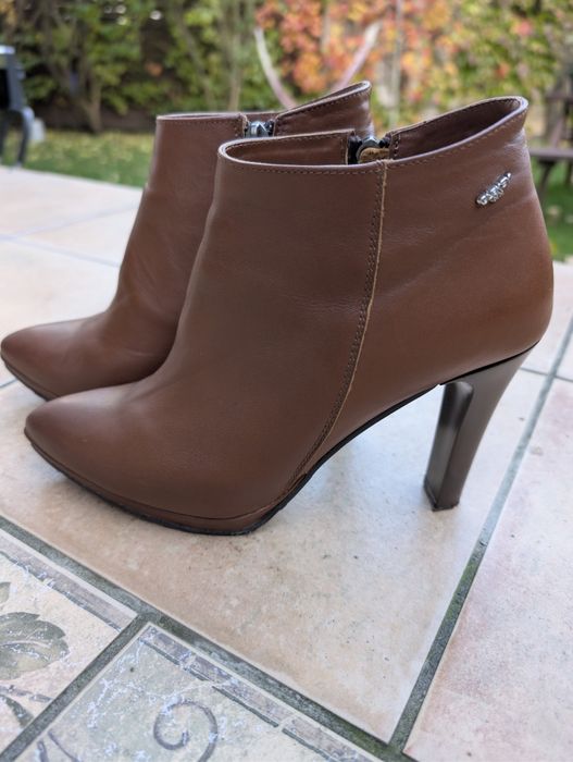 Botki Oleksy brązowe do kostki zasuwak skórzane