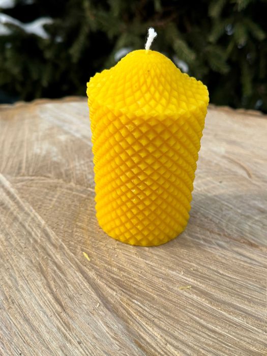 Świeczka WALEC GRAWEROWANY z naturalnego wosku pszczelego