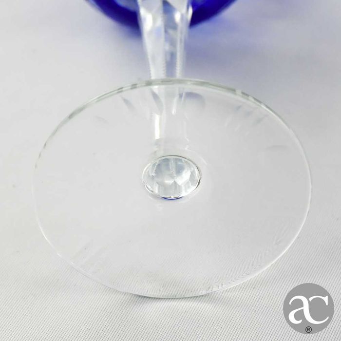 Conjunto de 6 Copos Cristal Doublé, Cristal da Bohemia, azul-cobalto