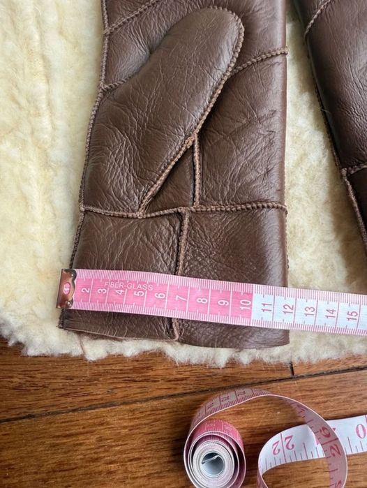 Skórzane rękawiczki wełniane skóra czekoladowe kawowe Harssidanzar XL