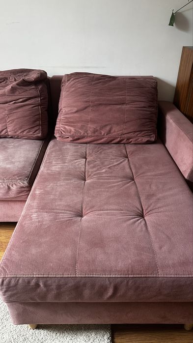 Narożnik sofa rozkładana brudny róż