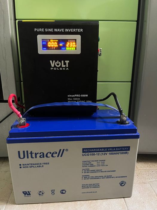 Безперебійник для газового котла Volt Polska 500W + АКБ Ultracell 100Ah