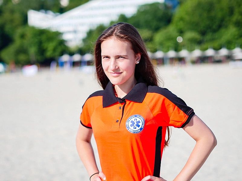 Koszulka Polo FLUO męska RATOWNICTWO MEDYCZNE niebieskie logo (3XL)