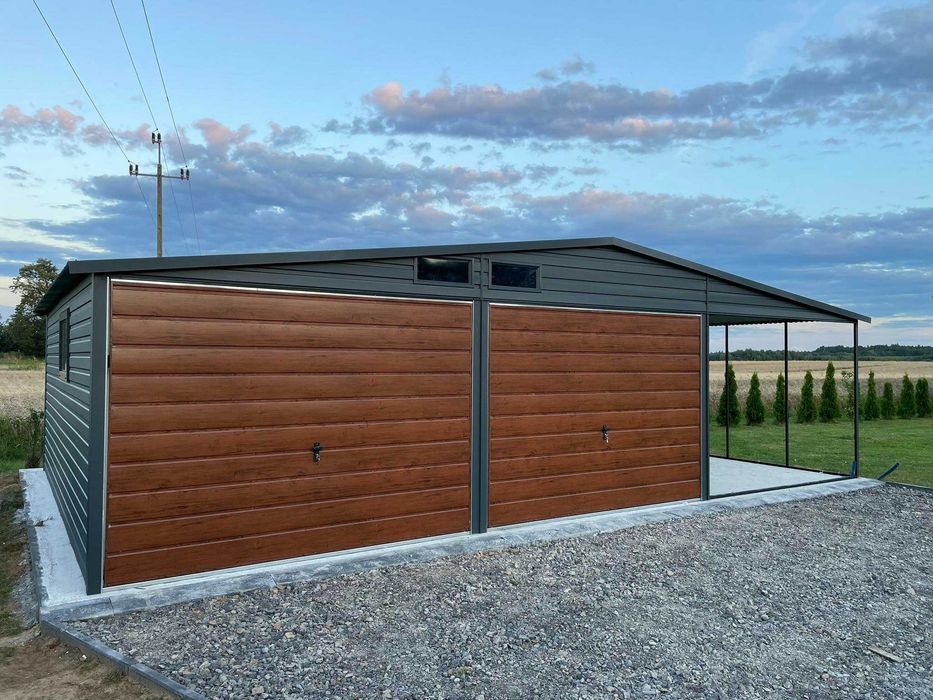 Garaż blaszany wiata Wzmocniony PROFILAMI. Producent SZYBKA REALIZACJA