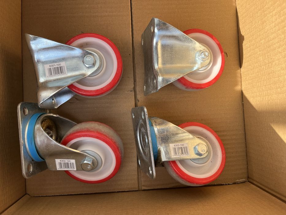Kolka 100mm poliuretan 2 stale 2 skretne zestaw 4szt