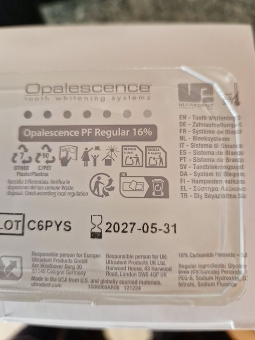 Bisnagas de branqueamento opalescence 16%