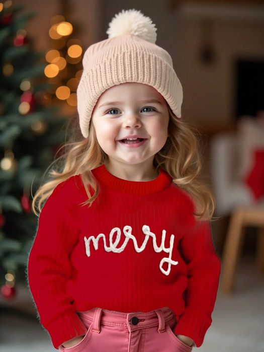Sweterek dziecięcy niemowlęcy czerwony świateczny casual SHEIN 74