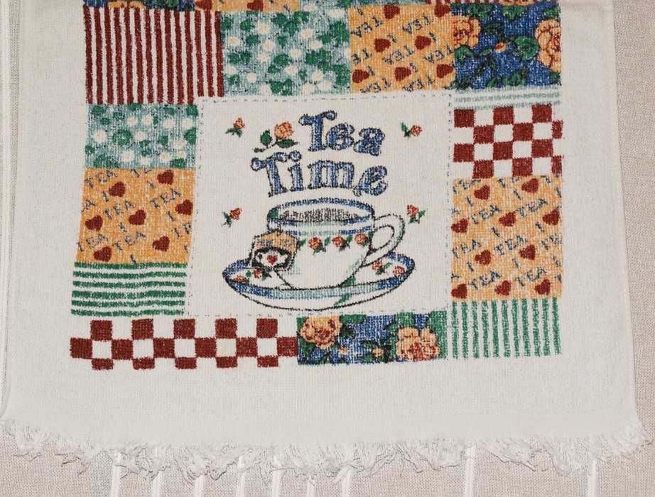 Dwa ozdobne ręczniki kuchenne frotte 56 x 39 cm; 58 x 38 cm bawełna
