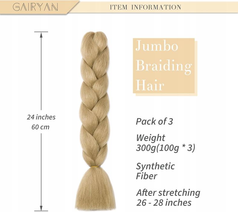 Włosy Syntetyczne Kanekalon 60 cm 100g (Blond)